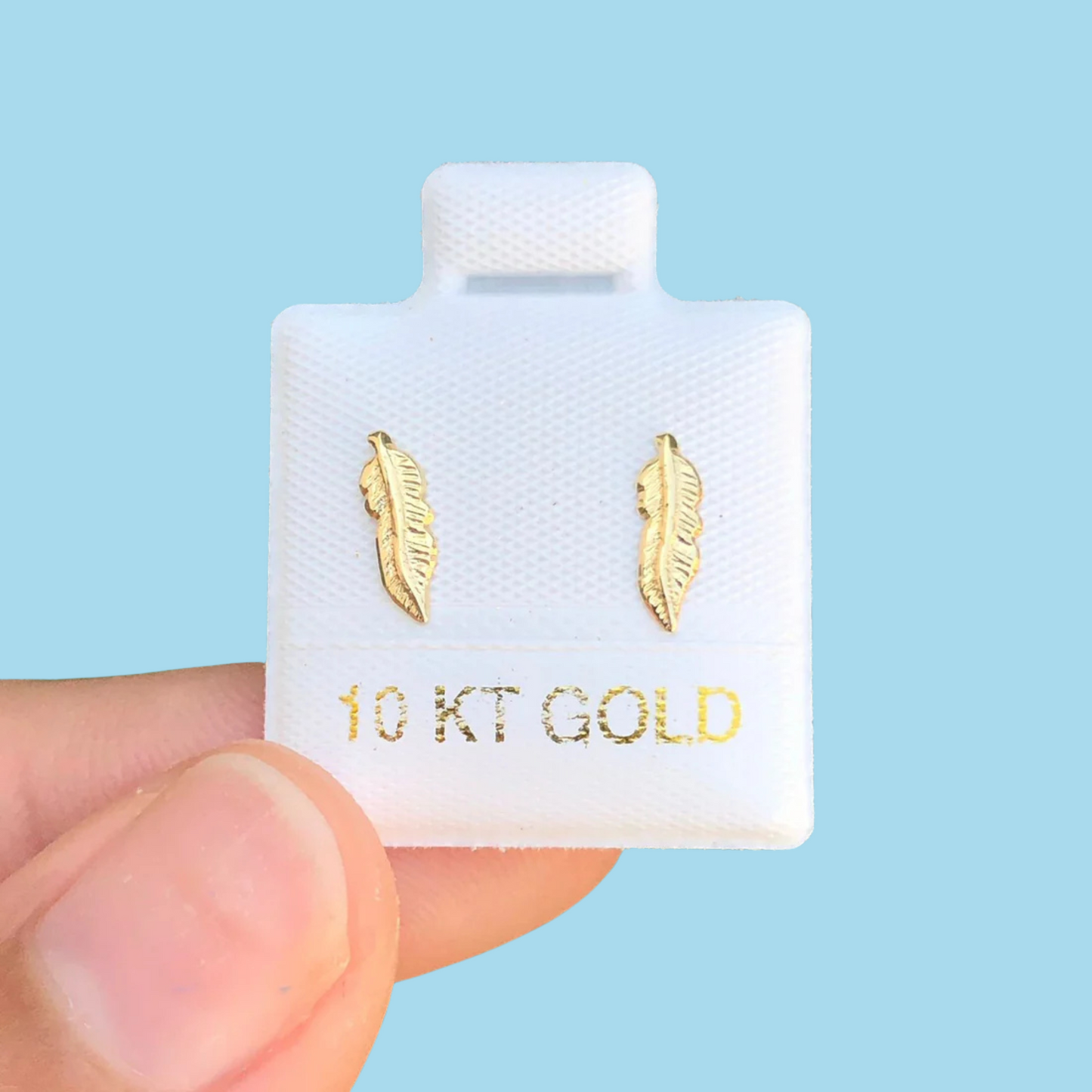 Broqueles Oro 10K Pluma AZ391