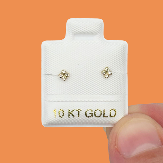 Broqueles Oro 10K Flor Az249