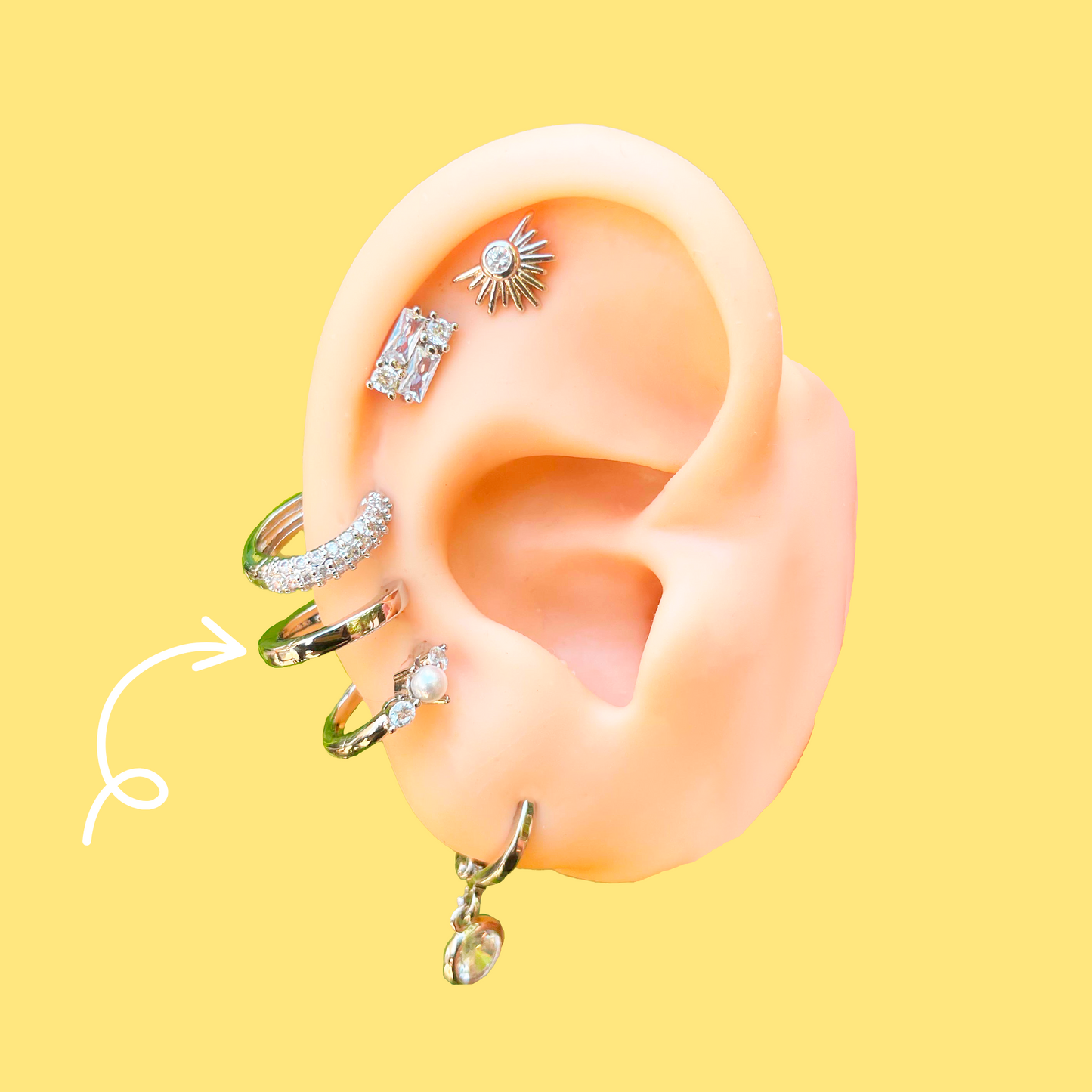 Aretes Arracada Plateada Chapa de Oro Az1