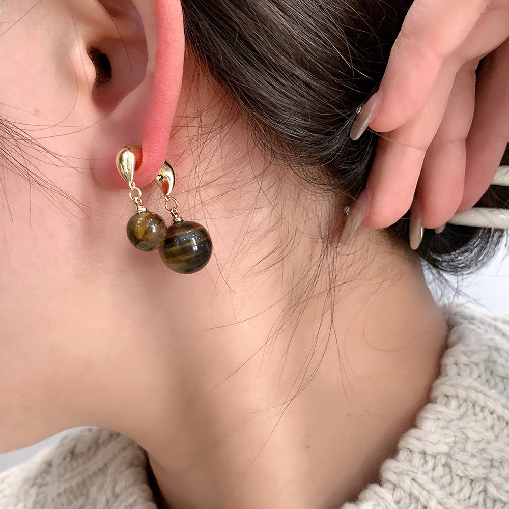 Aretes Perlitas Cafés Chapa de Oro 3M2