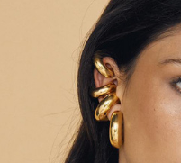 EarCuffs Chunky Dorado Acero Inoxidable 3H2