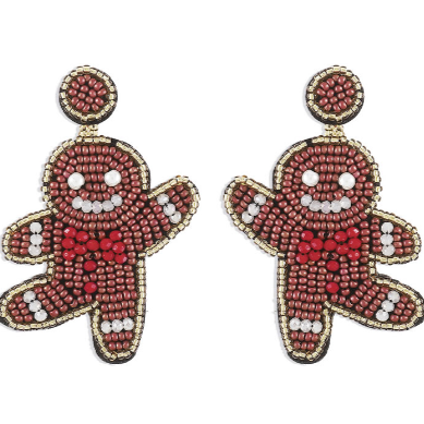 Aretes Galleta de Cuentas Navidad  3E5