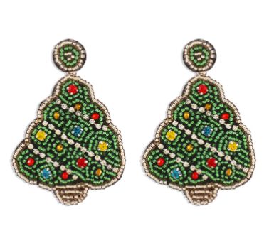 Aretes Arbolito Chaquiras Navidad  3i6