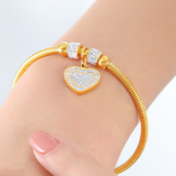 Pulsera Corazón Brillante Acero Inoxidable 1V4