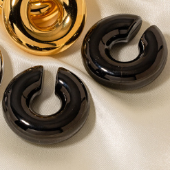EarCuffs Chunky Negro Acero Inoxidable 4E27
