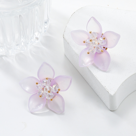 Aretes Flor Acrílica Lila 1G3
