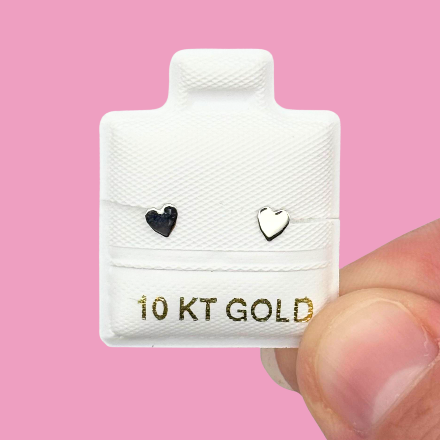 Broqueles Oro 10K Corazón Blanco Az118