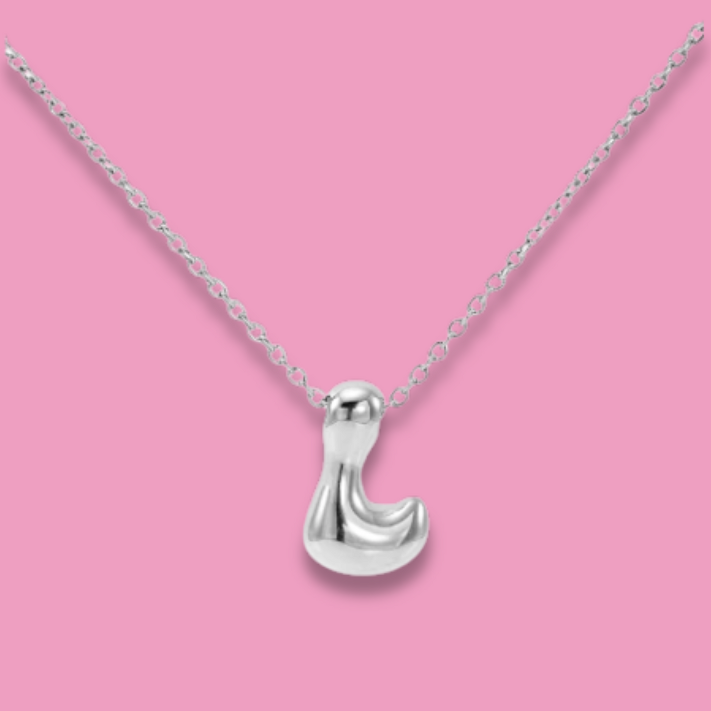 Collar Plateado Letra ¨L¨ Acero Inoxidable 2L1