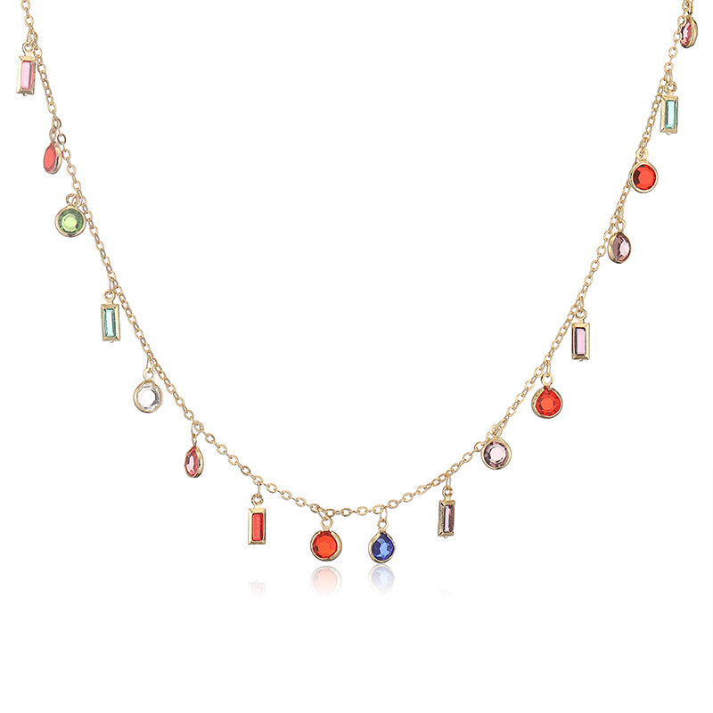 Collar Dorado Cristales de Colores 2F4