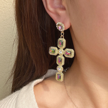Aretes Cruz Brillante 2T1