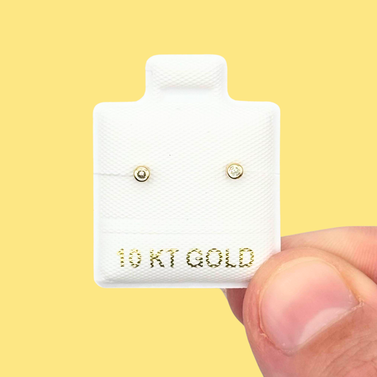 Broqueles Oro 10K Zirconias Az211