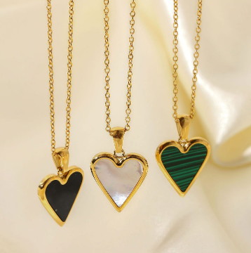 Collar Corazón Negro Acero Inoxidable Li8
