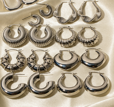 Aretes Arracada  Plateada Acero Inox  1D4