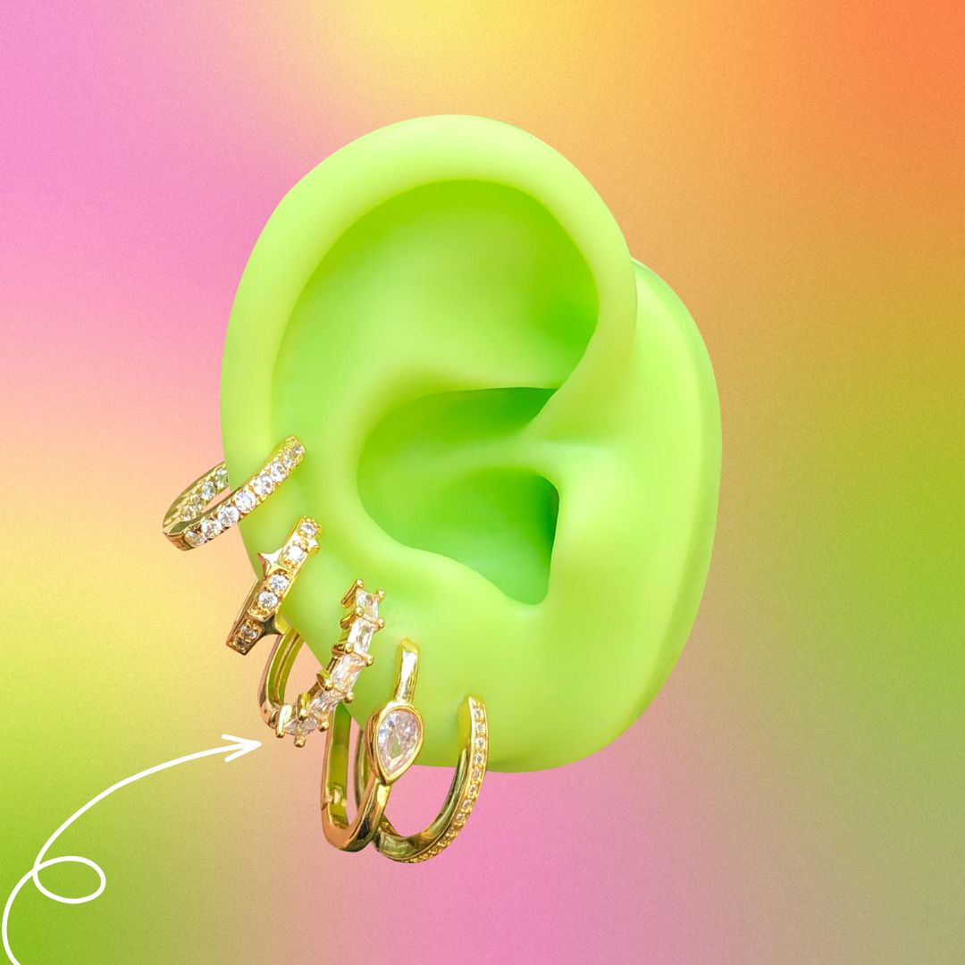 Aretes Arracada Zirconia Blanca Chapa de Oro Az177