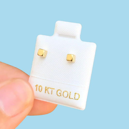 Broqueles Oro 10K Cubo Az398