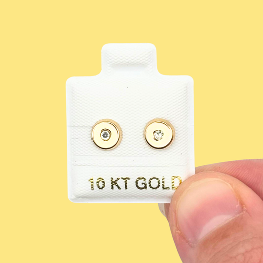 Broqueles Oro 10K Rueda Zirconia Az59