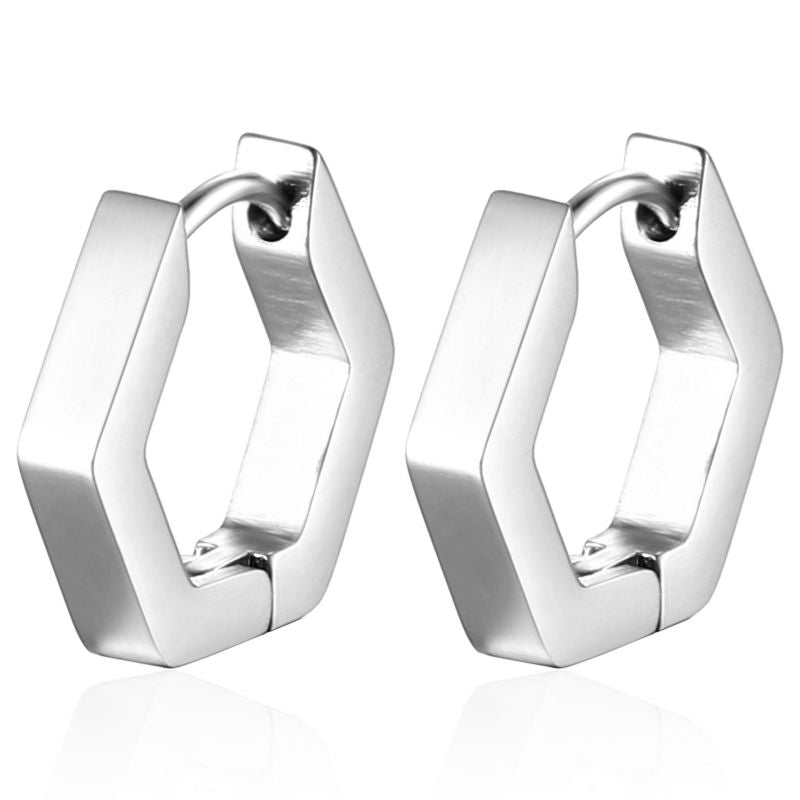 Aretes Arracada Plateada Acero Inoxidable 2G7