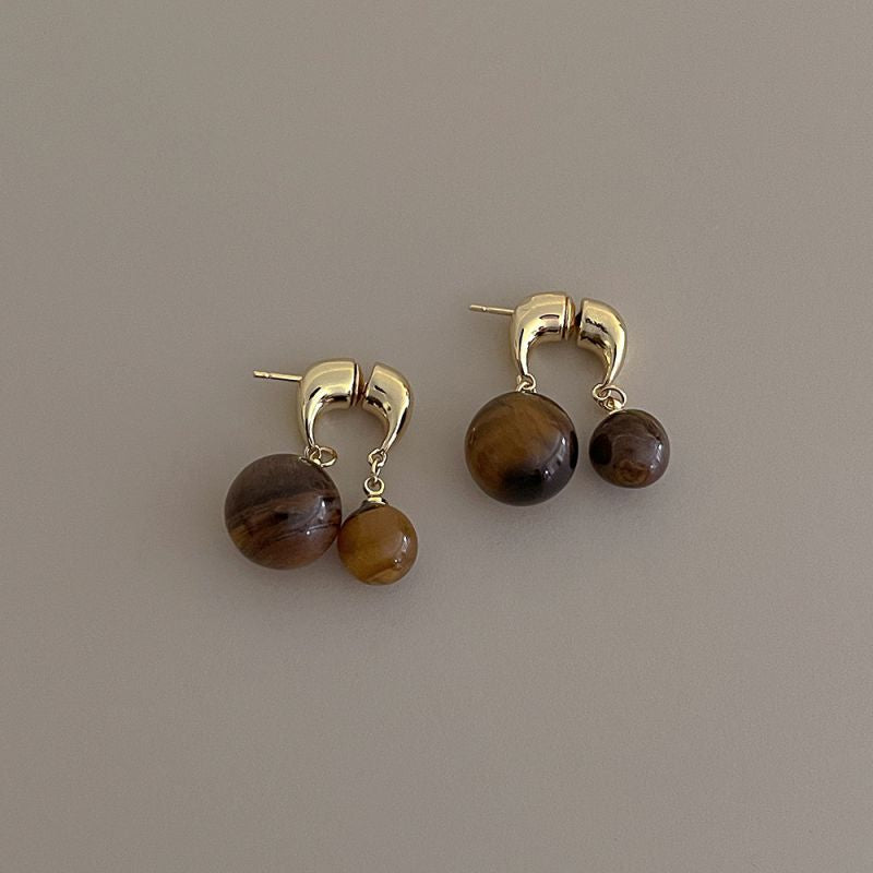 Aretes Perlitas Cafés Chapa de Oro 3M2