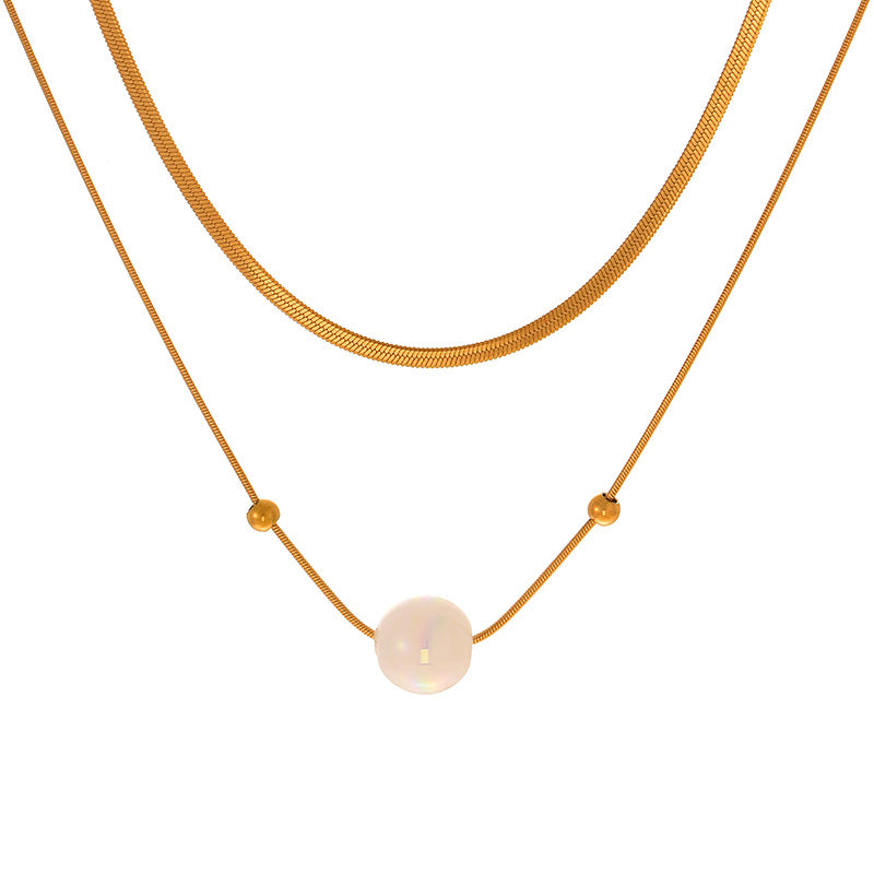 Collar Layer Dorado con Perla Acero Inoxidable 2N6