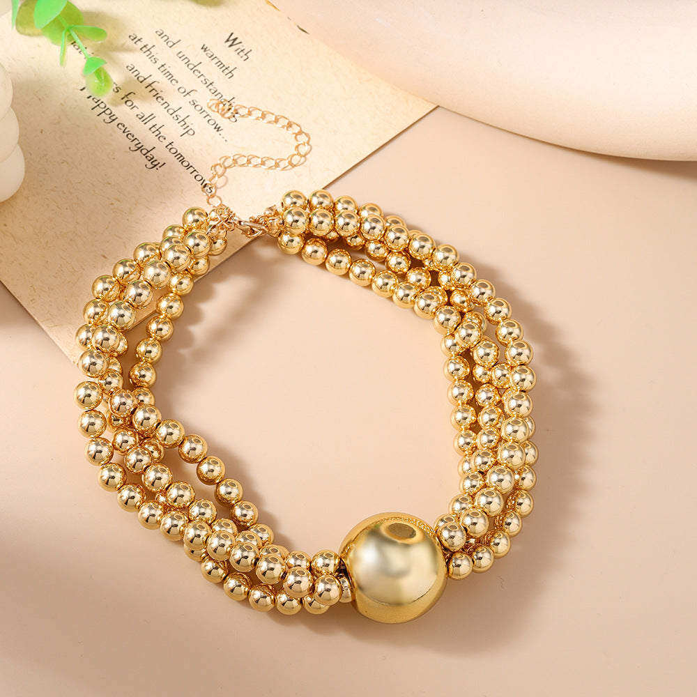 Collar Gargantilla Bolas y Bolitas Doradas  1AA1