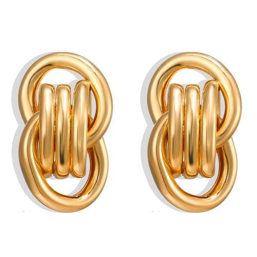 Aretes Arracada Dorada Doble 2N5