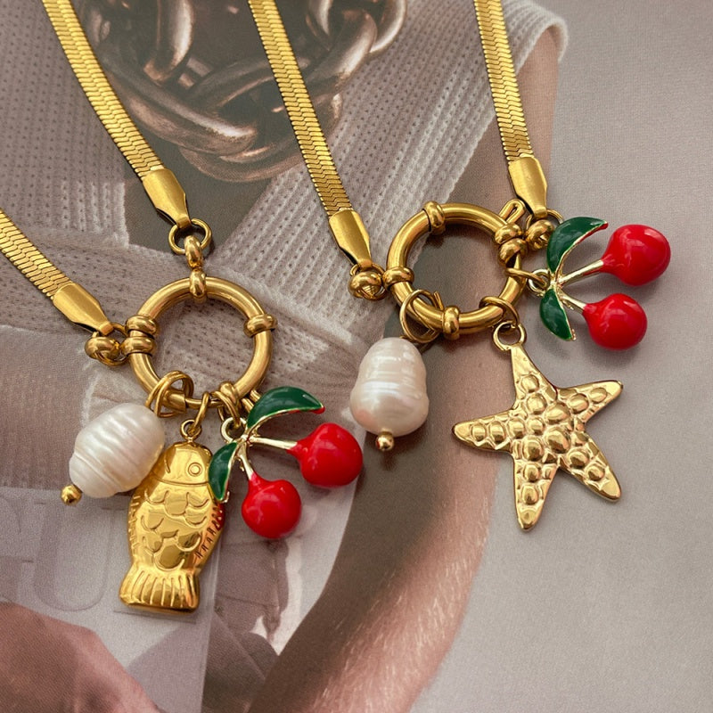 Collar Cereza de Verano Acero Inoxidable 1M5