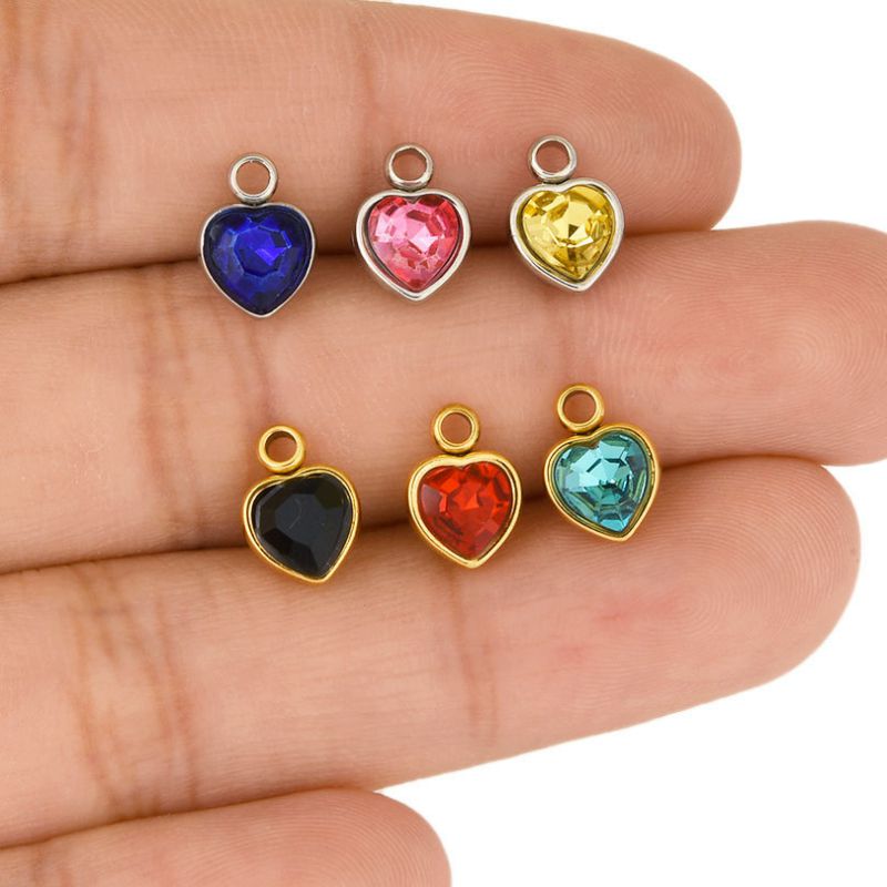 Dije Corazón Cristal Azul Chapa de Oro C616