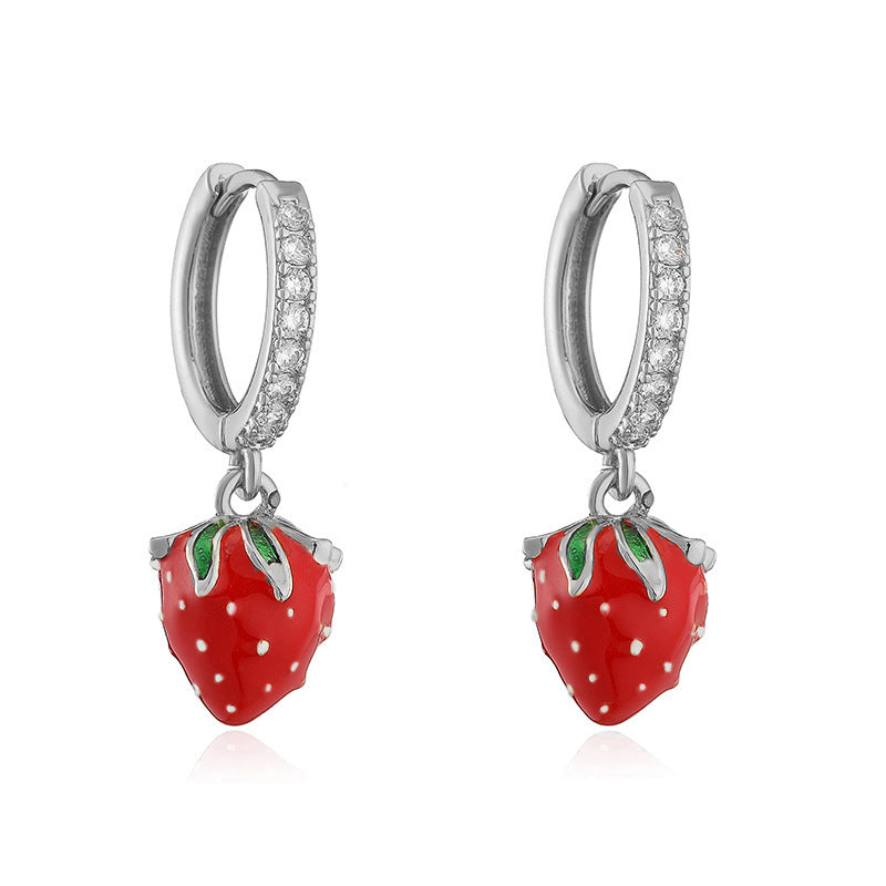 Aretes Arracada Fresa Chapa de Oro 1U8