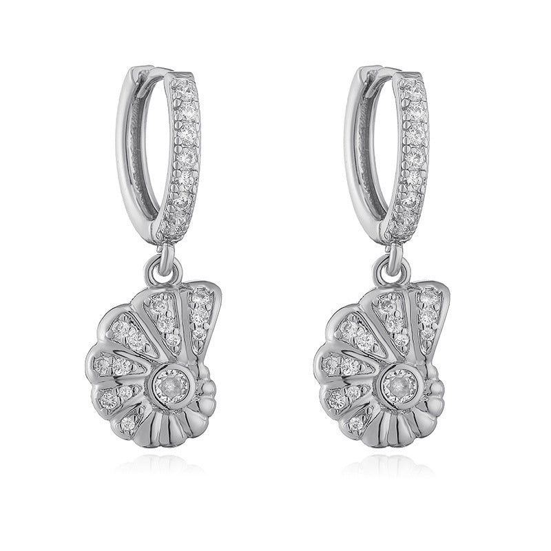 Aretes Caracol Plateado Chapa de Oro 1L8
