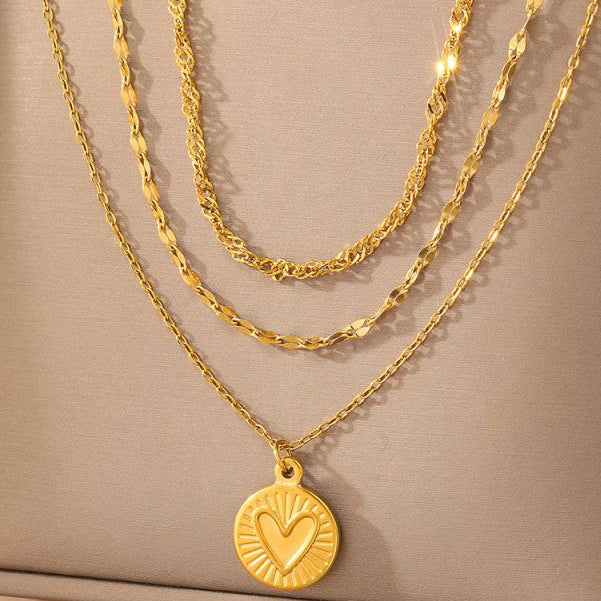 Collar Layer Dorado Corazon Acero Inoxidable 2Q5