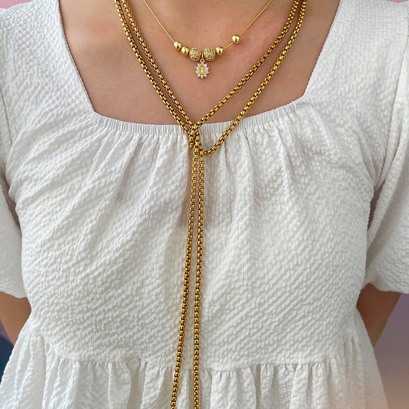 Collar Dorado Largo Abierto Acero Inoxidable 1AA3