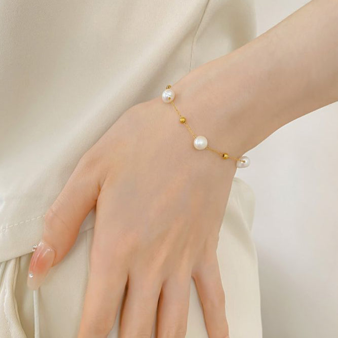 Pulsera Perlitas Acero Inoxidable 1xx3