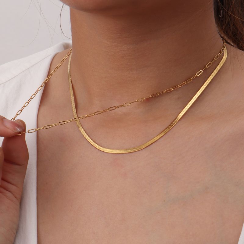 Collar Layer Dorado Acero Inoxidable 2W1