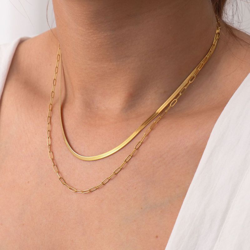 Collar Layer Dorado Acero Inoxidable 2W1