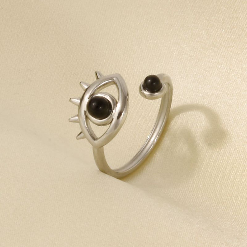 Anillo Ojo Negro Ajustable Acero Inoxidable VE3