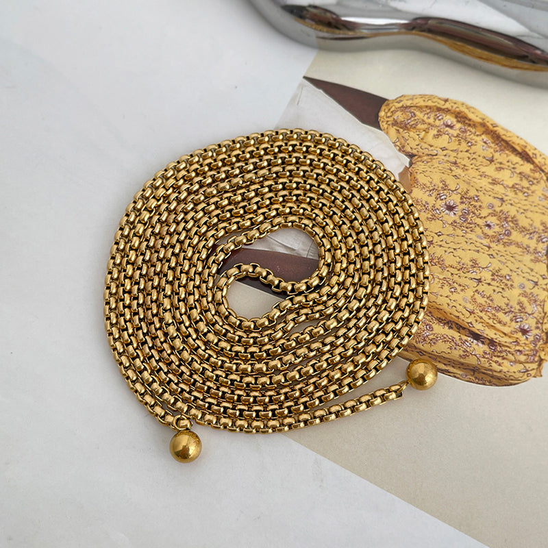 Collar Dorado Largo Abierto Acero Inoxidable 1AA3