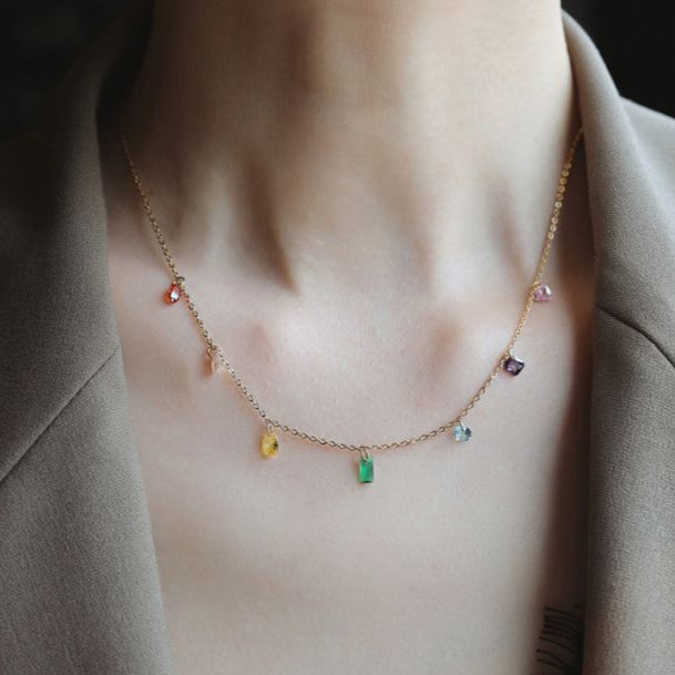 Collar Piedras Multicolor Acero Inoxidable 1t6