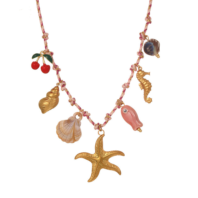 Collar Cordón del Mar Charms Acero Inoxidable 1K6