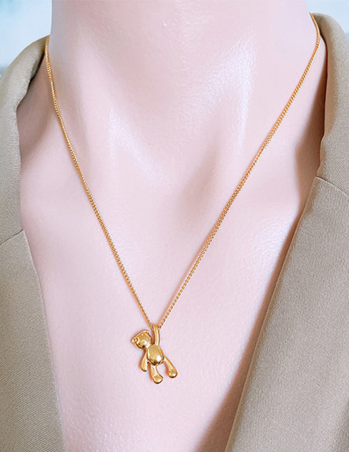 Collar Dorado Oso Colgado Acero Inoxidable R23