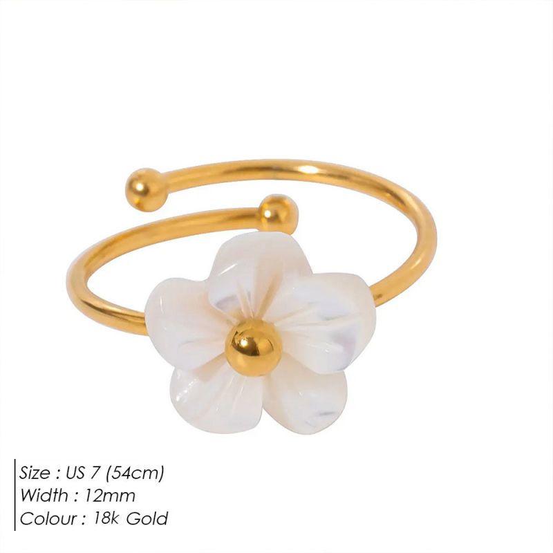 Anillo Dorado Flor Acero Inoxidable 1P2