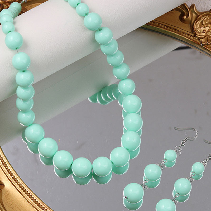 Collar y Aretes Bolas Menta 1Z3