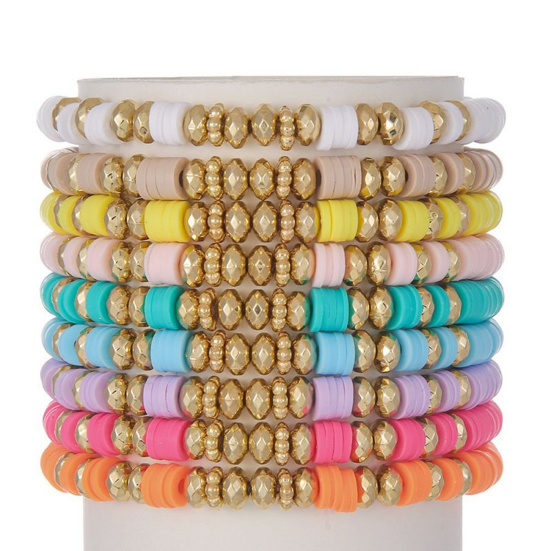 Set 9 Pulseras Colores Chapa de Oro 2BB8