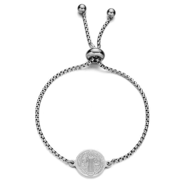 Pulsera Plateada San Benito Acero Inoxidable  1F5