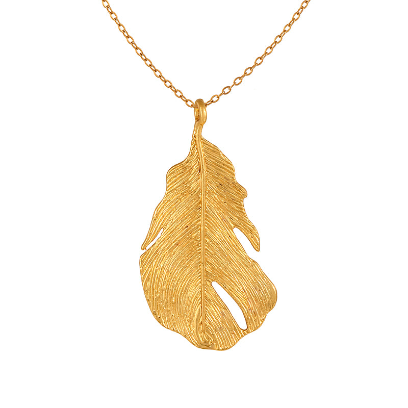 Collar Dorado Hoja Acero Inoxidable 2A6