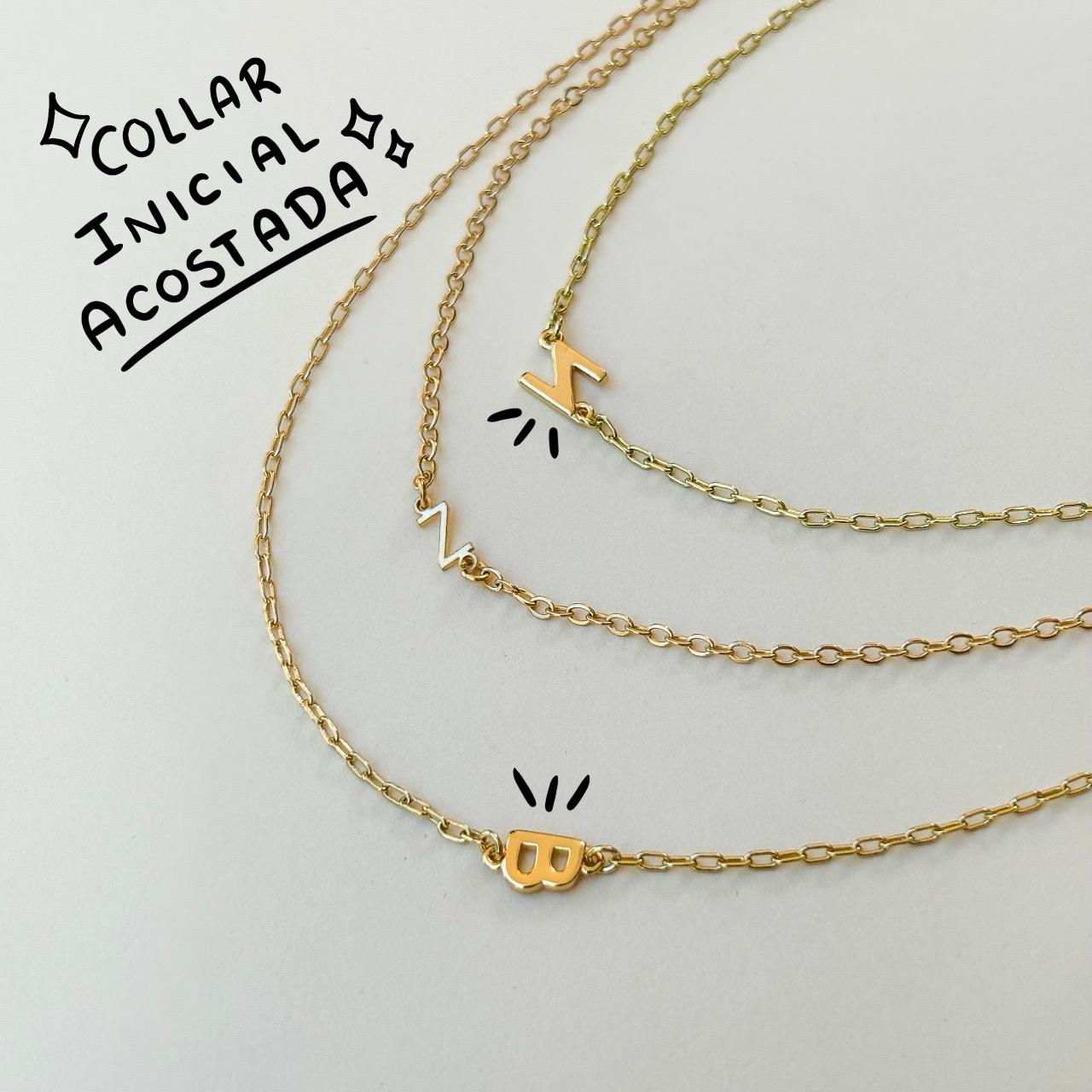 Collar Inicial acostada Chapa de Oro