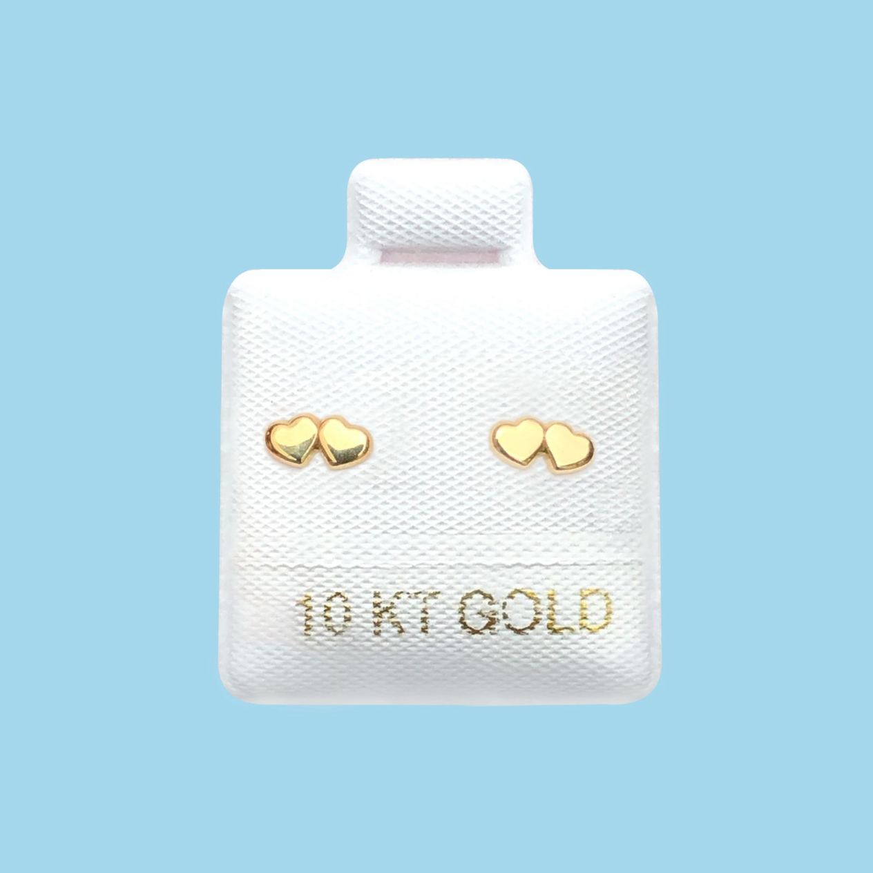 Broqueles Mini Corazón Doble Oro 10K Az392