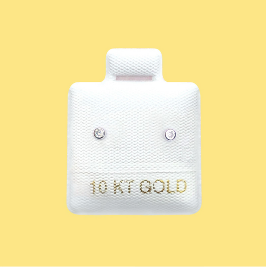 Broqueles Oro Piedrita Blanca 10K R762