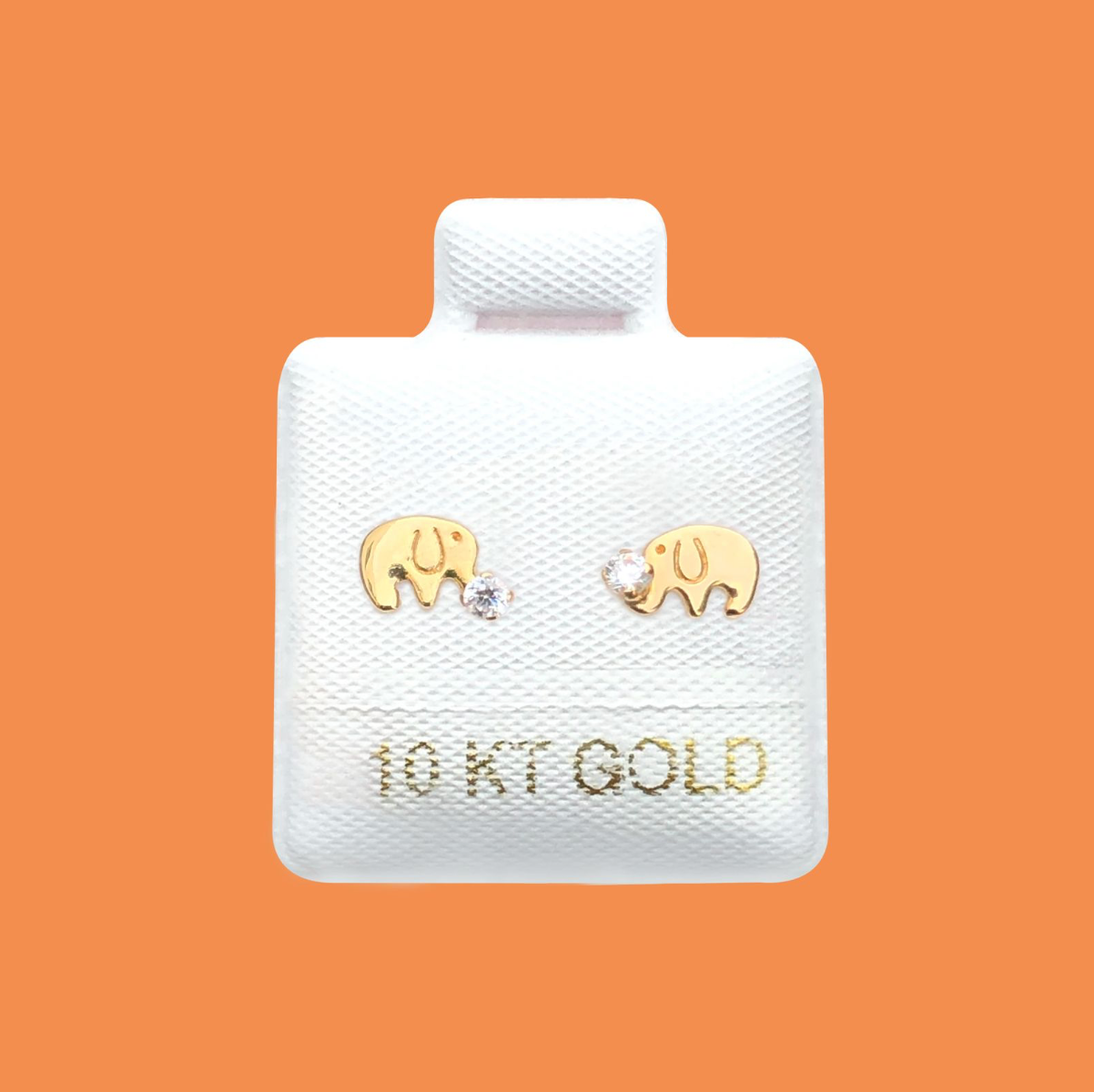 Broqueles Oro 10K Elefante Zirconia R775