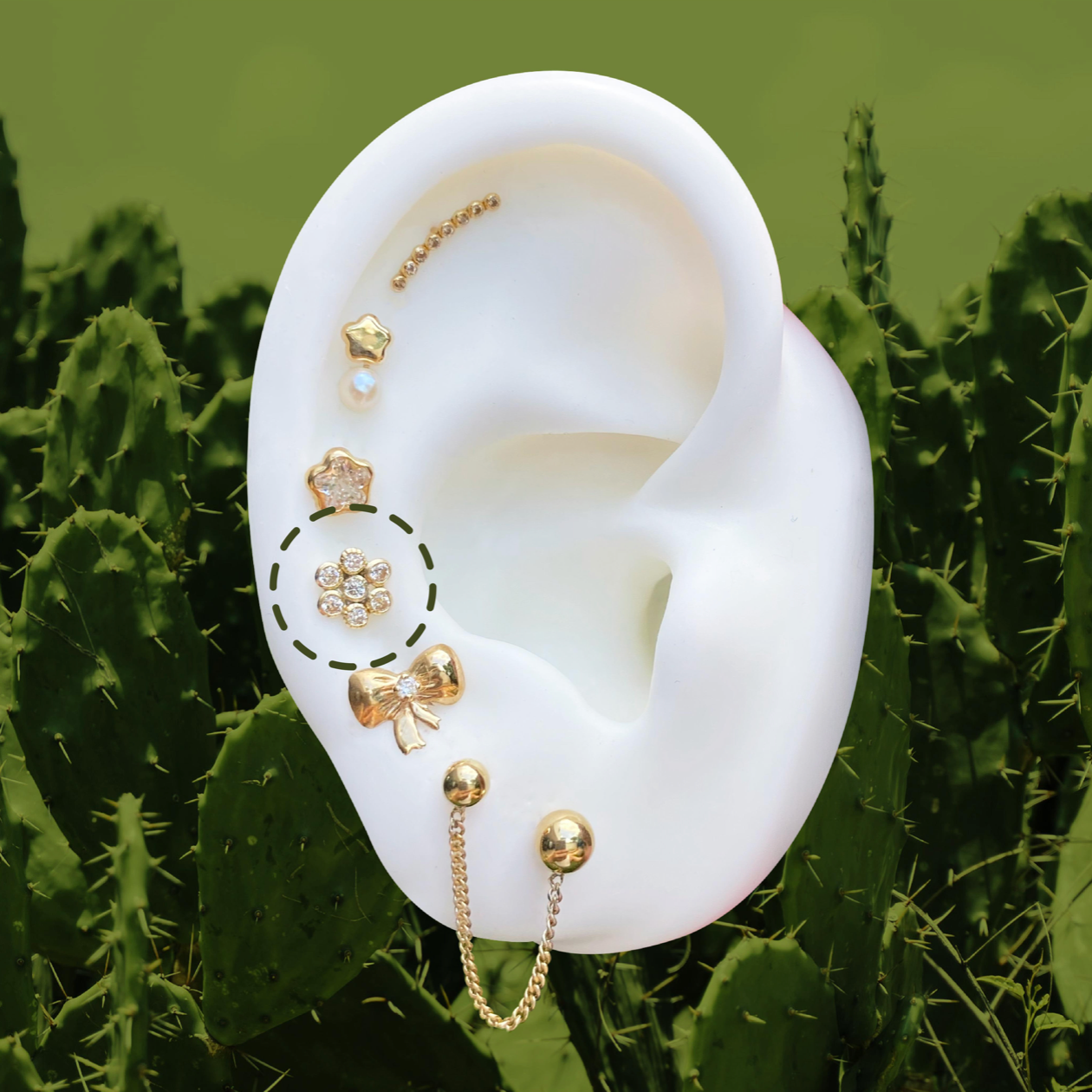 Broqueles Oro 10K Roseta Amarilla AZ416