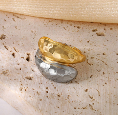 Anillo Oro-Plata Ajustable Chapa de Oro 2F1